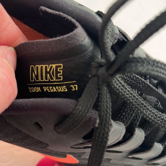 Nike Air Zoom Pegasus 37 black neon orange running sneakers - Picture 6 of 9